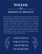 Solene custom name art showing meaning and origin in deep blue