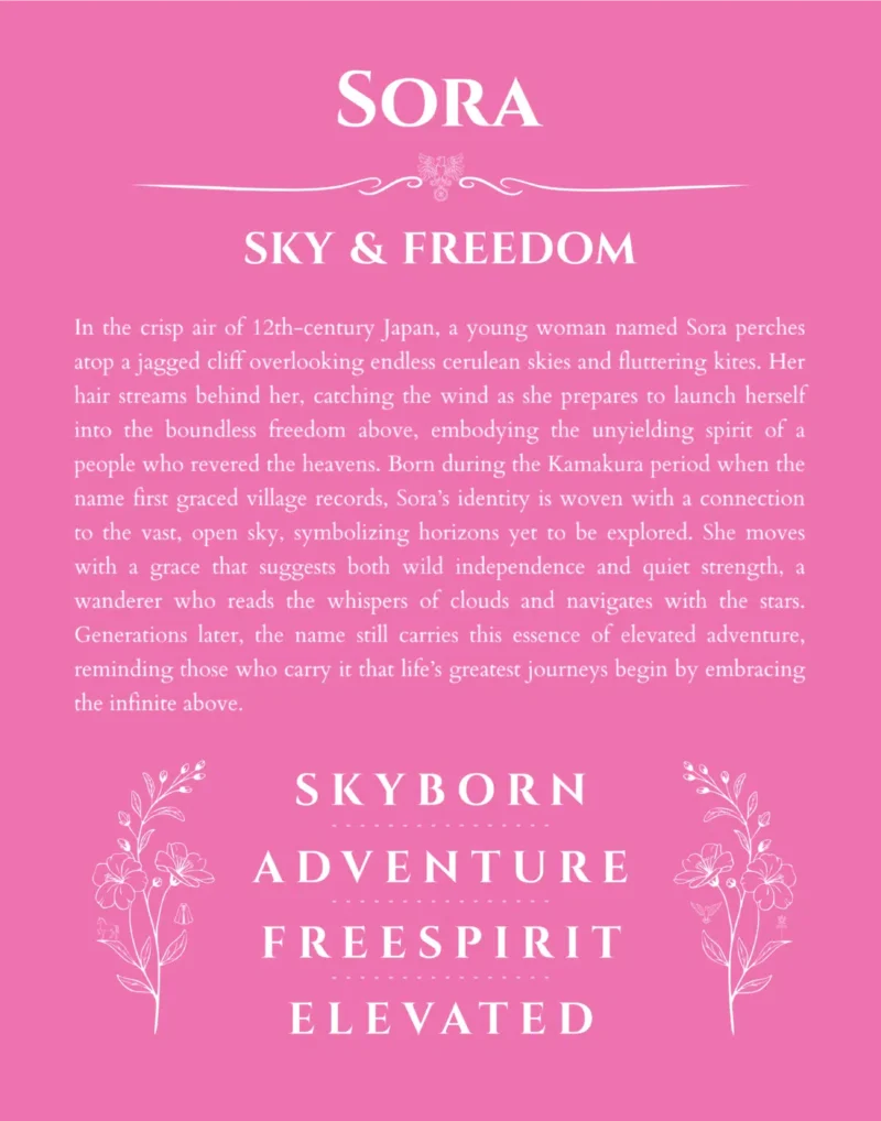 Sora custom name meaning print in pink