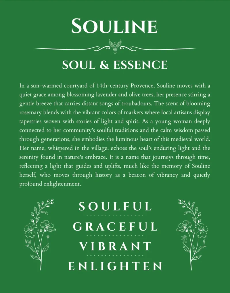 Souline personalized name meaning print in dark green