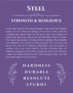 Steel name meaning gift print in purple
