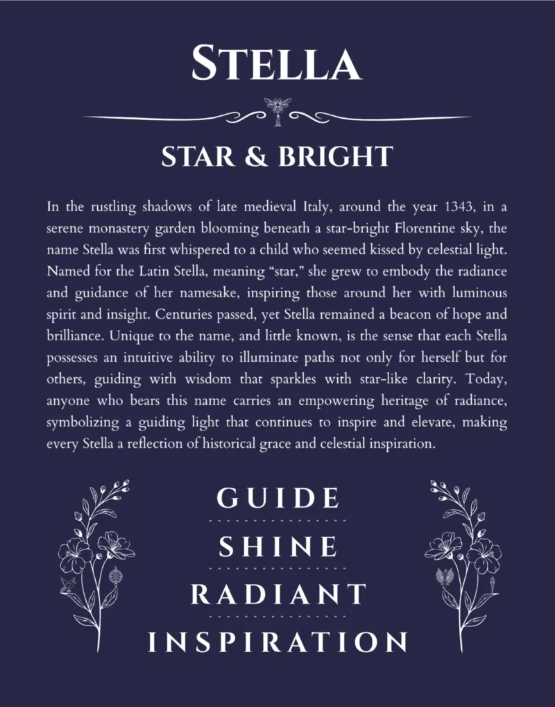 Stella name meaning gift print in navy blue
