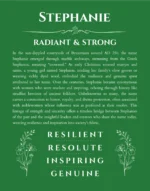 Stephanie personalized name meaning print in dark green