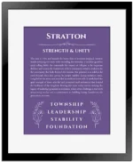 Stratton custom name print for wall display in purple with black matte frame