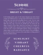Sunnie name origin print with meaning and traits in purple