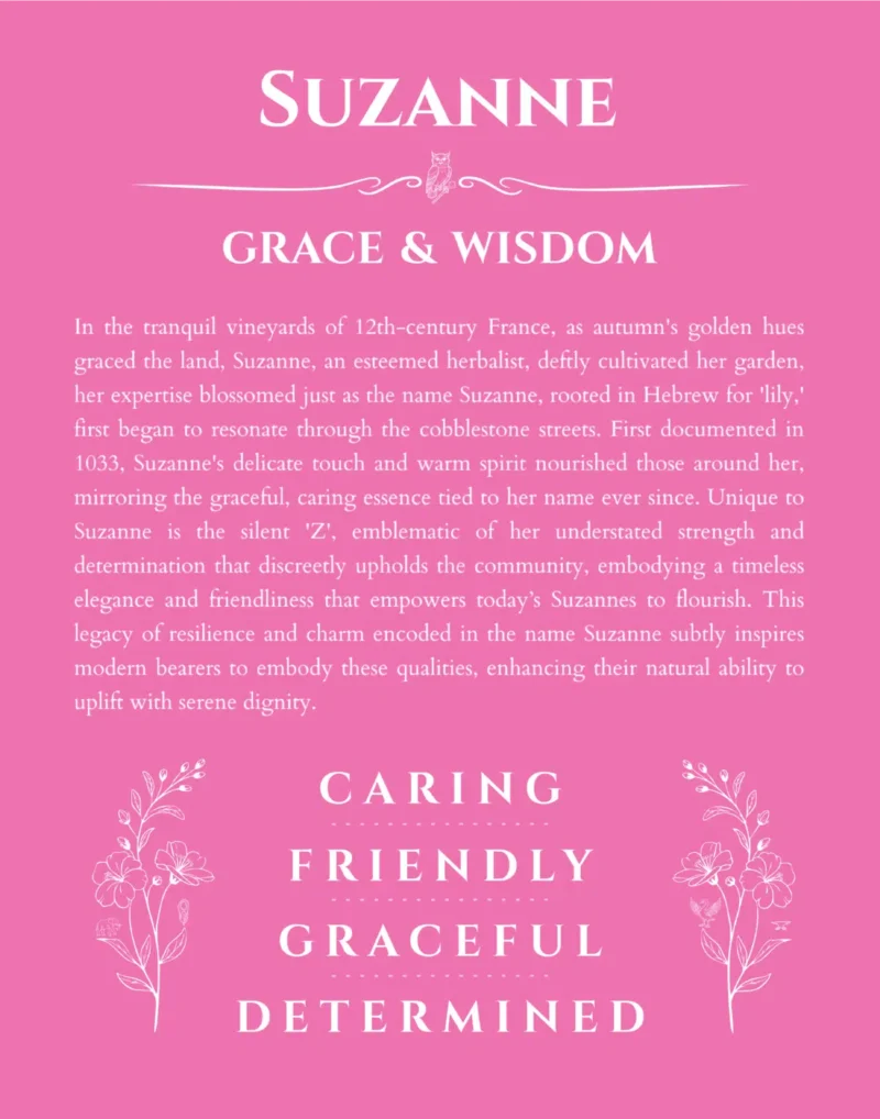 Suzanne custom name meaning print in pink