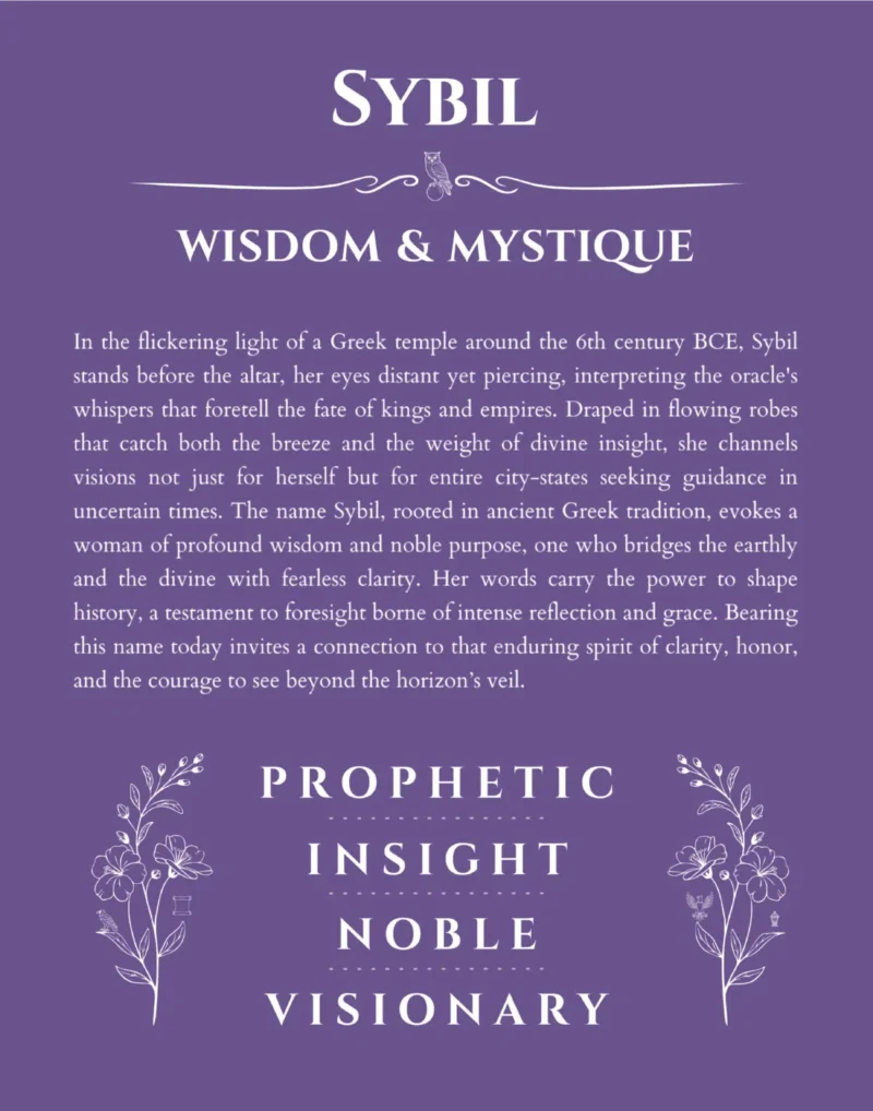 Sybil name meaning gift print in purple