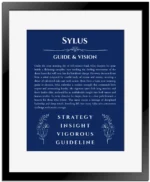 Sylus custom name print for wall display in deep blue with black matte frame