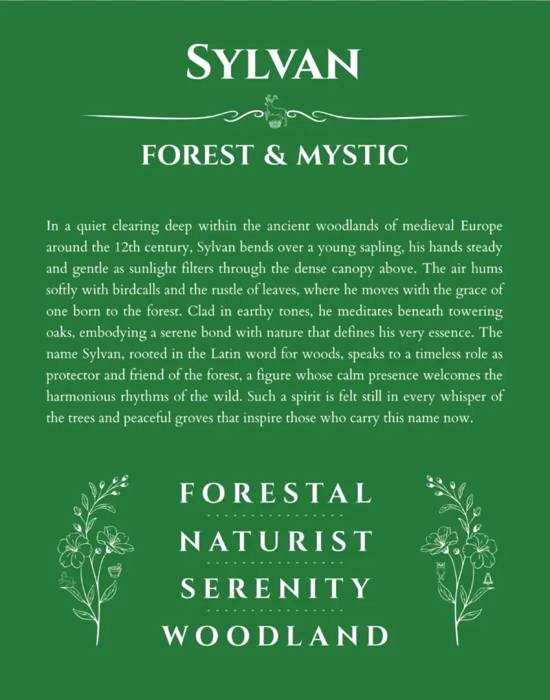 Sylvan name meaning gift print in dark green