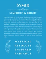 Symir personalized name art with origin story in blue