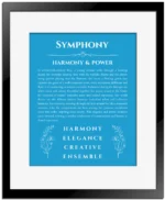 Symphony name meaning gift print in blue with black matte frame