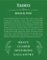 Tadeo custom name print for wall display in dark green