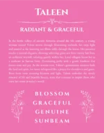 Taleen name meaning gift print in pink