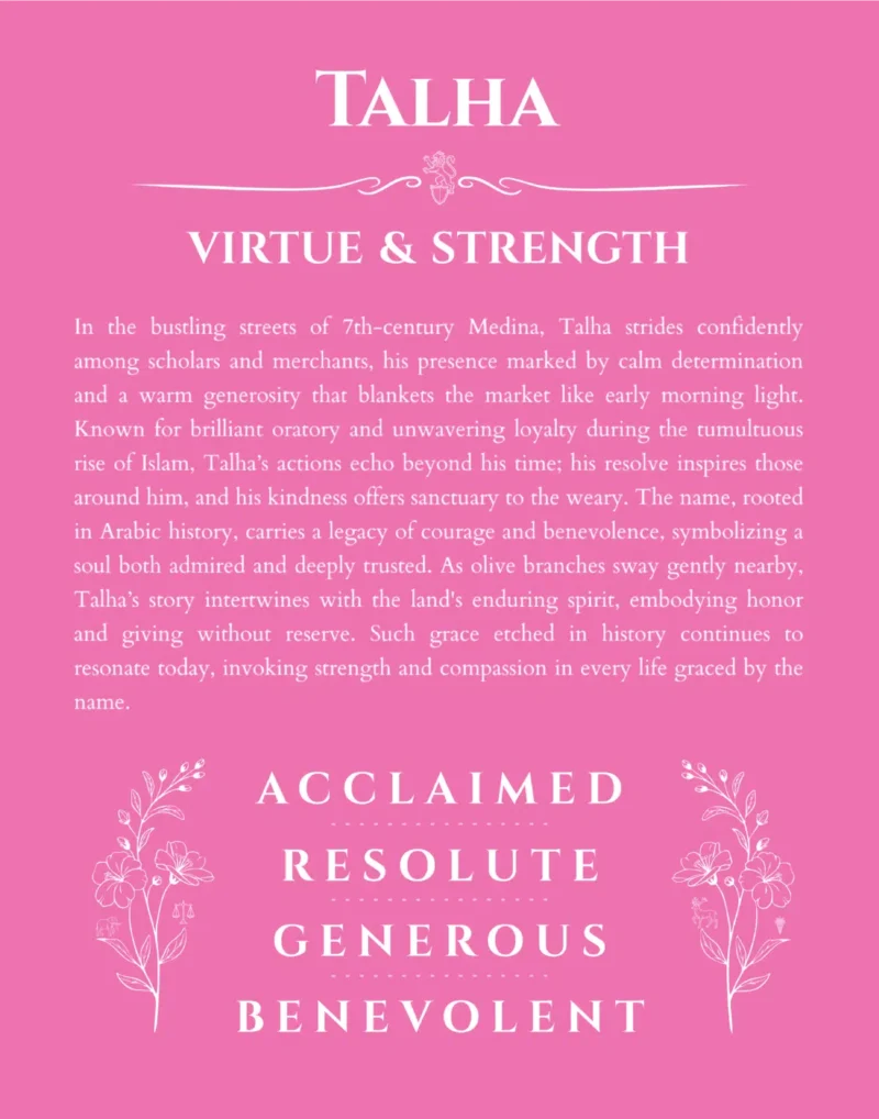 Talha custom name meaning print in pink