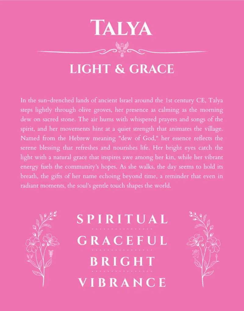 Talya custom name art showing meaning and origin in pink