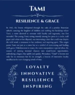 Tami custom name art showing meaning and origin in deep blue