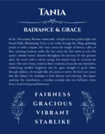 Tania personalized name art with origin story in deep blue