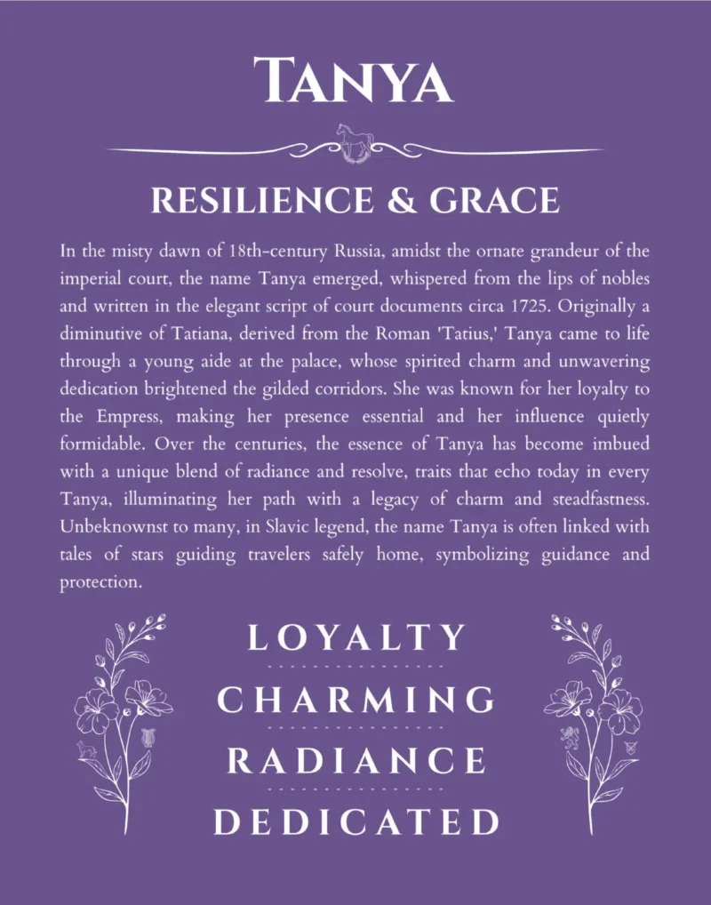 Tanya name meaning gift print in purple