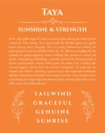 Taya custom name art showing meaning and origin in orange