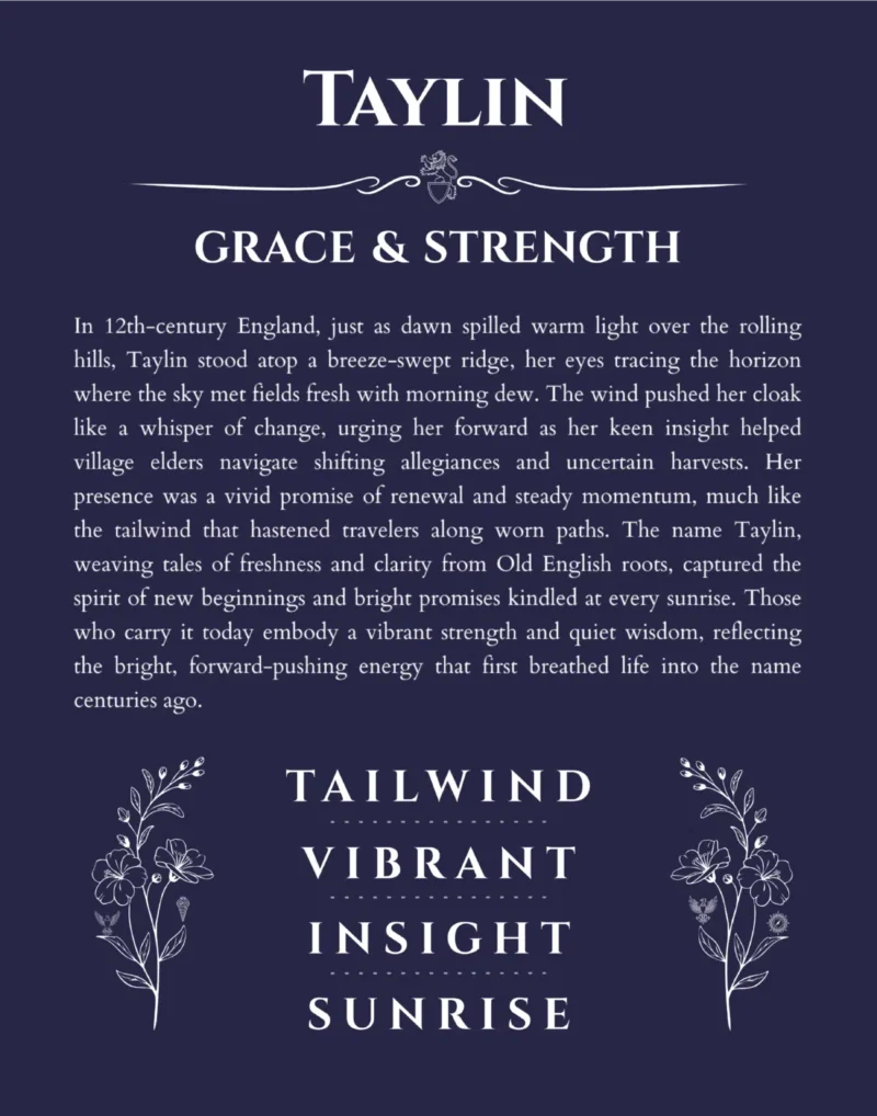 Taylin custom name print for wall display in navy blue