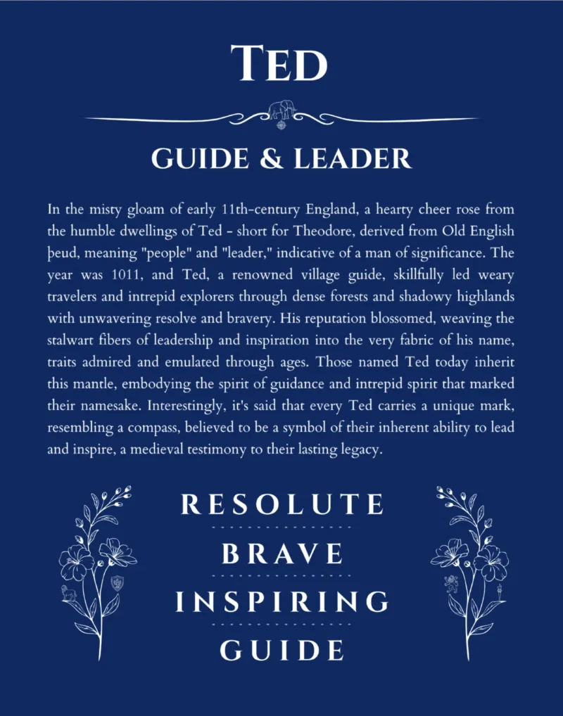 Ted custom name art showing meaning and origin in deep blue
