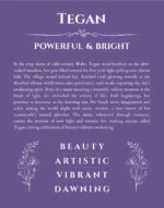 Tegan personalized name print with origin and traits in purple