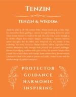 Tenzin custom name art showing meaning and origin in orange