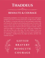 Thaddeus name origin print with meaning and traits in red