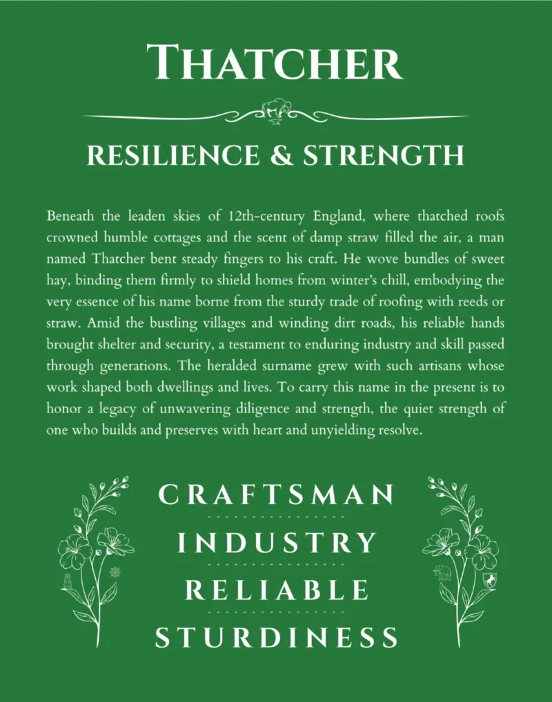 Thatcher name meaning gift print in dark green
