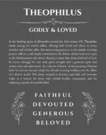 Theophilus name meaning gift print in gray