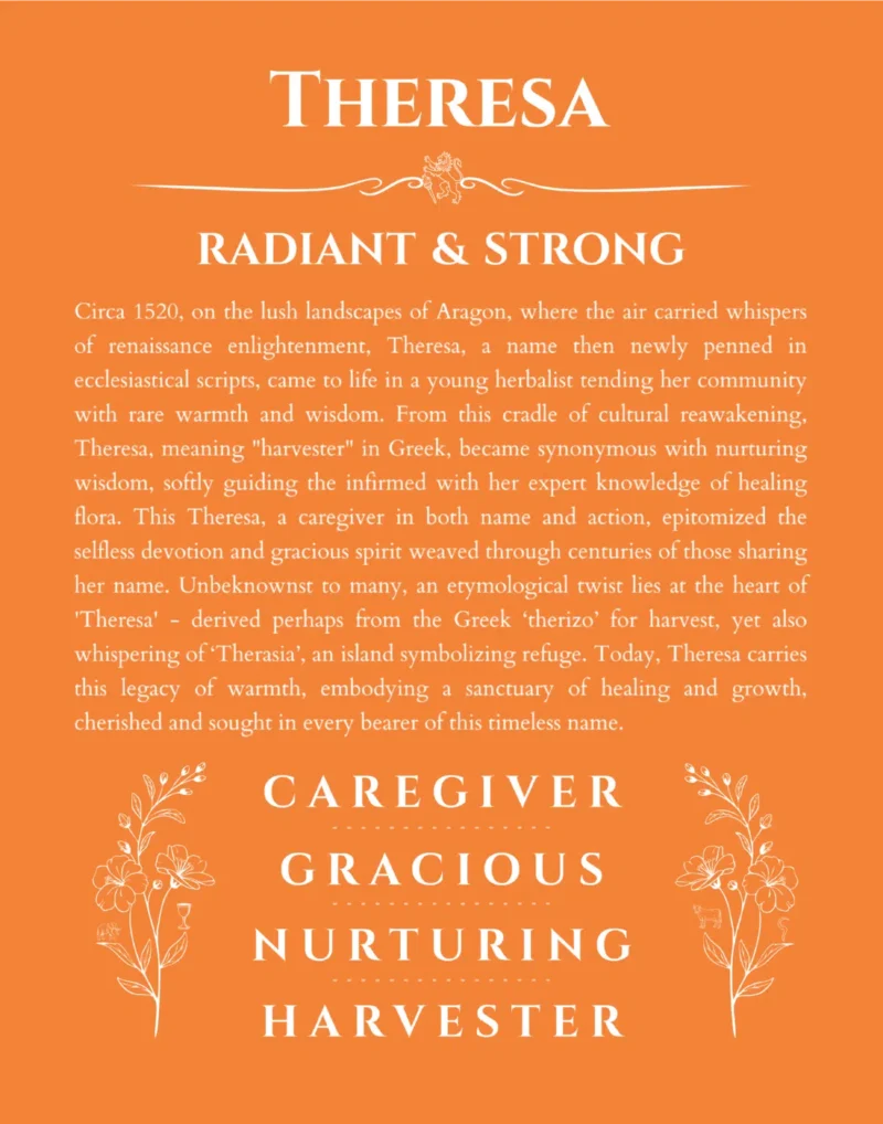 Theresa custom name meaning print in orange
