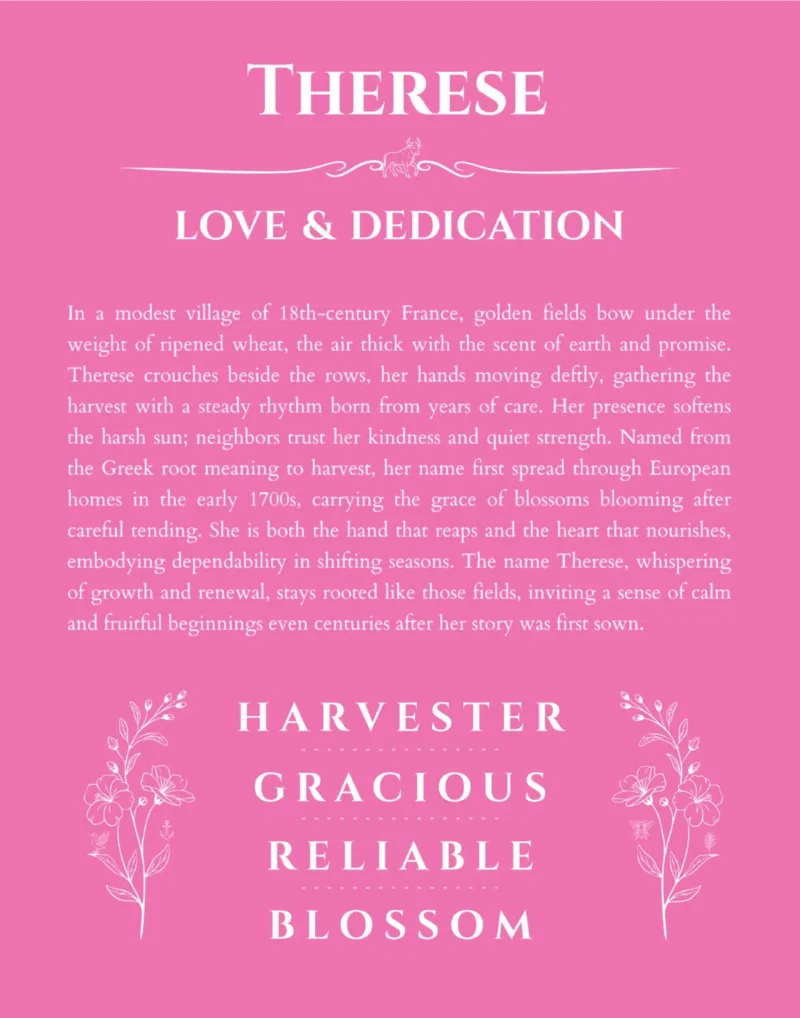 Therese name meaning gift print in pink