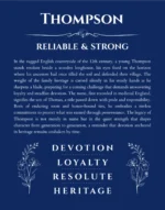 Thompson name meaning gift print in deep blue
