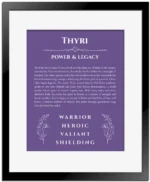 Thyri custom name meaning print in purple with black matte frame