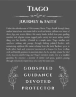Tiago personalized name art with origin story in gray