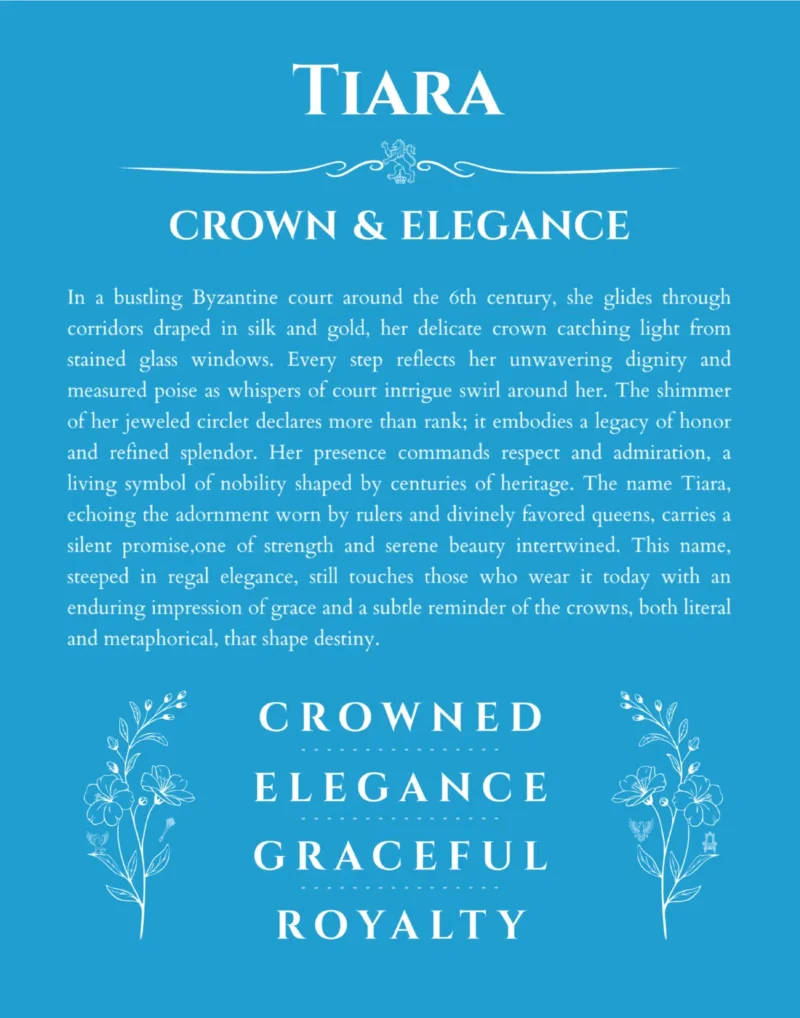 Tiara name meaning wall art by Get Your Story in blue