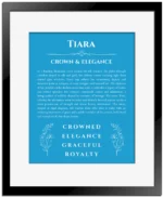 Tiara name meaning wall art by Get Your Story in blue with black matte frame
