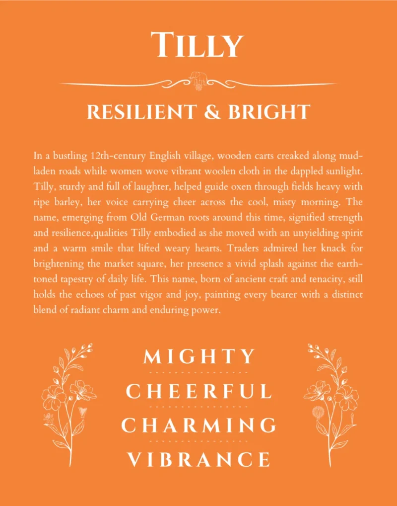 Tilly custom name print for wall display in orange