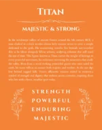 Titan personalized wall art with the story of your name in orange