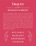 Tracey personalized name art with origin story in red