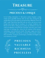 Treasure personalized name art with origin story in blue
