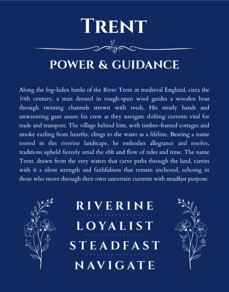 Trent personalized name meaning print in deep blue