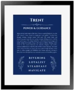 Trent personalized name meaning print in deep blue with black matte frame