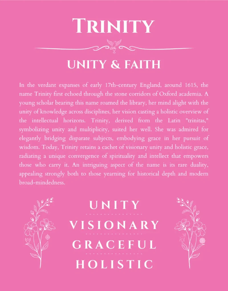 Trinity personalized name meaning print in pink