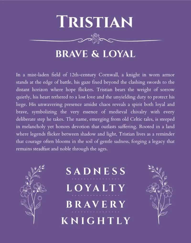 Tristian custom name art showing meaning and origin in purple