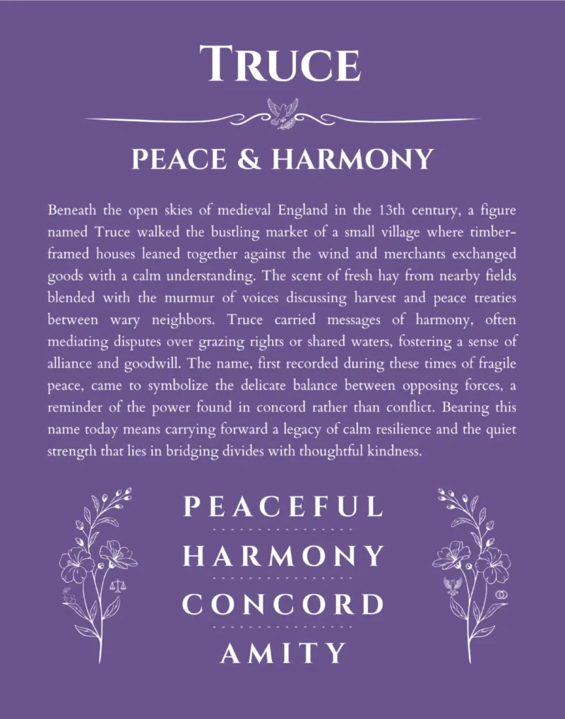 Truce name meaning wall art by Get Your Story in purple