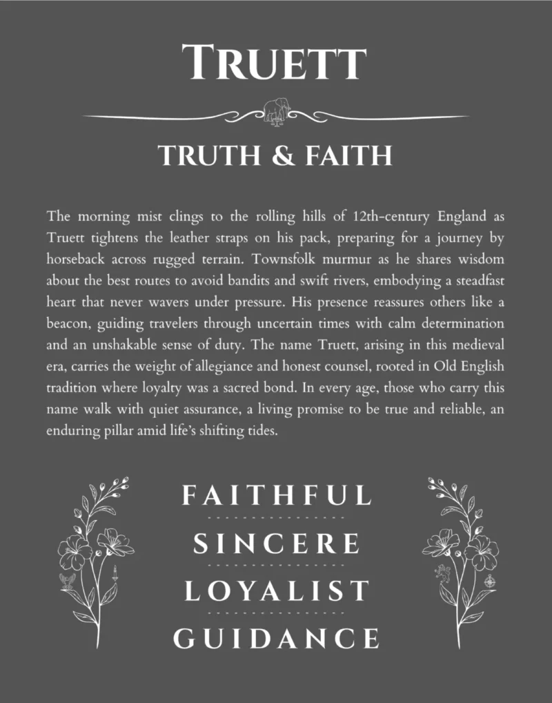 Truett custom name print for wall display in gray