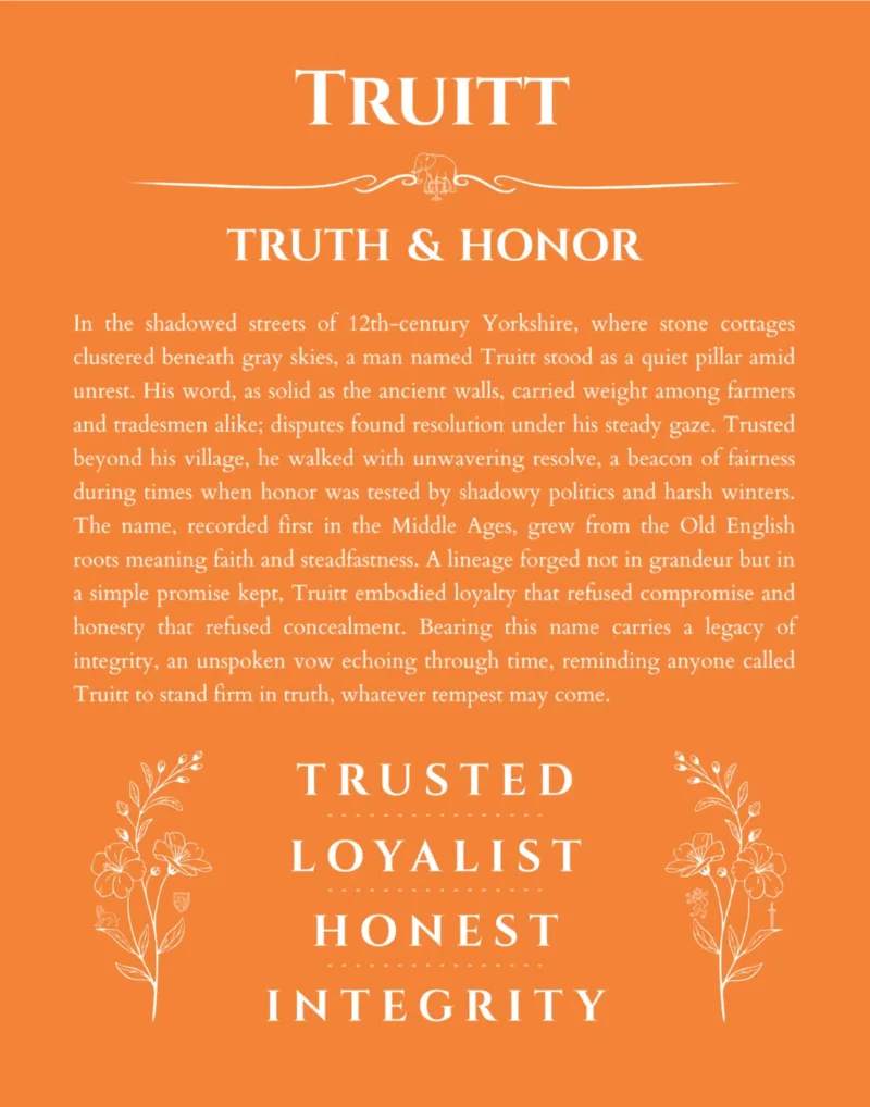 Truitt custom name print for wall display in orange