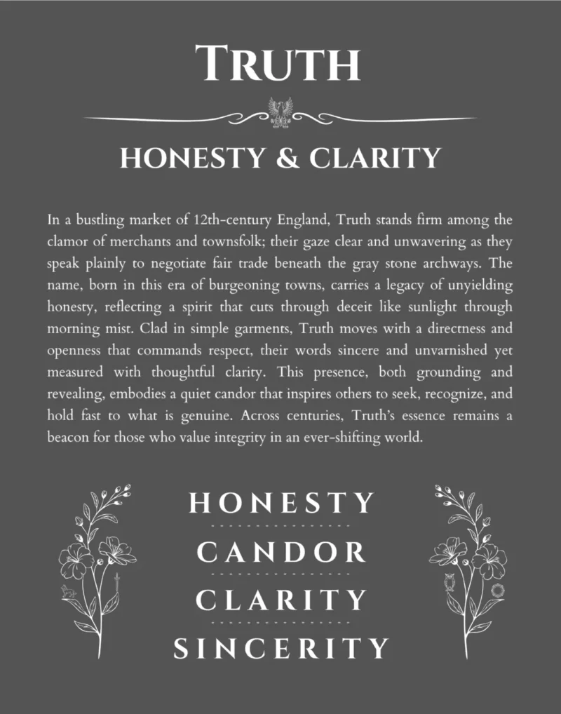 Truth name meaning gift print in gray