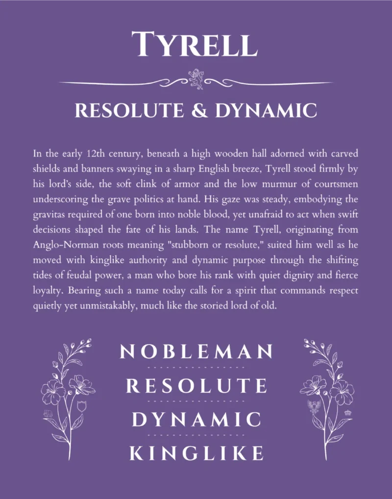 Tyrell name meaning wall art by Get Your Story in purple