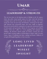Umar personalized name print with origin and traits in purple